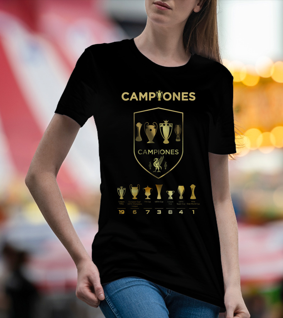 Liverpool Campiones Trophy Achievements European Cup FA League Titles T-Shirt