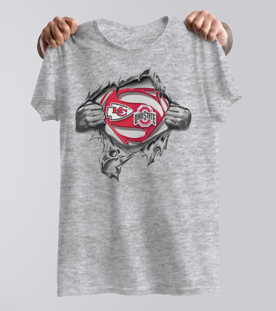 Kansas City Chiefs Ohio State Buckeyes Superman Logo Mashup T-Shirt