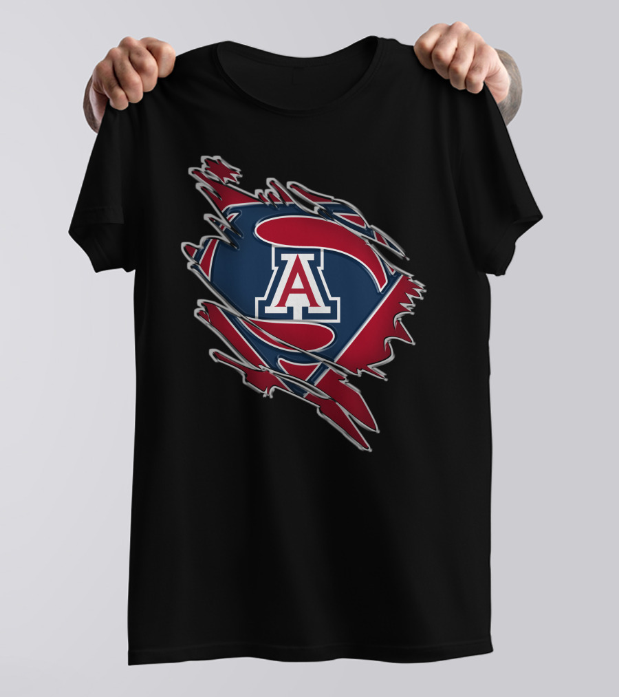 Arizona Wildcats Super Man Logo Emblem T-Shirt
