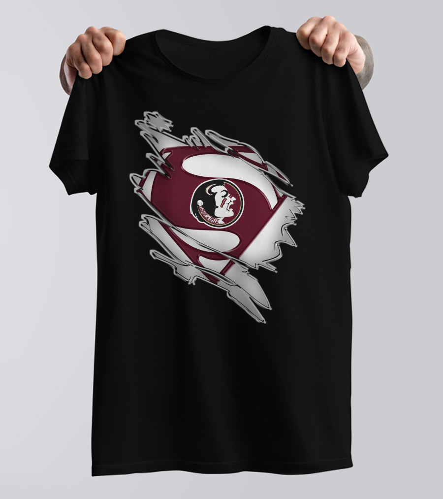 Florida State Seminoles Superman Logo Icon With Torn Suit Effect T-Shirt