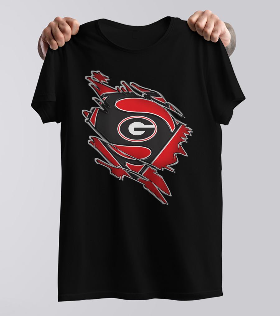 Georgia Bulldogs Superman Logo Fusion T-Shirt