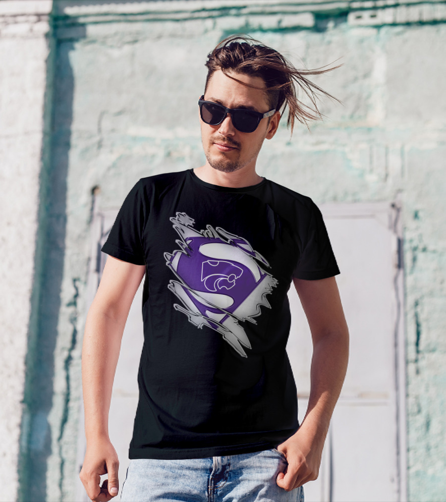 Kansas State Wildcats Superman Logo Scratch Effect T-Shirt