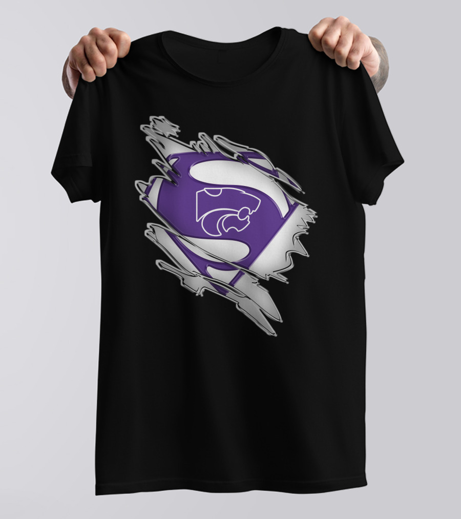 Kansas State Wildcats Superman Logo Scratch Effect T-Shirt