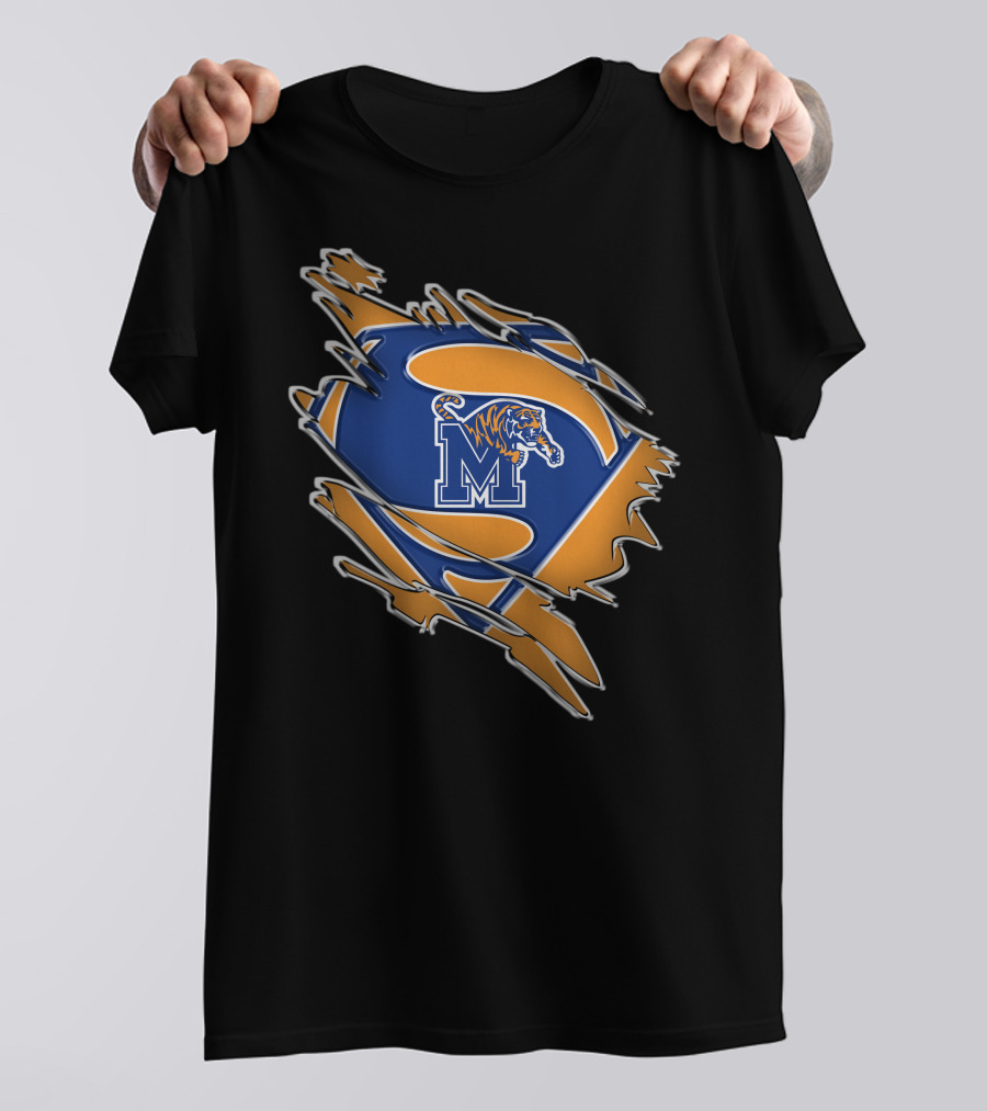 Memphis Tigers Superman Logo Rip T-Shirt