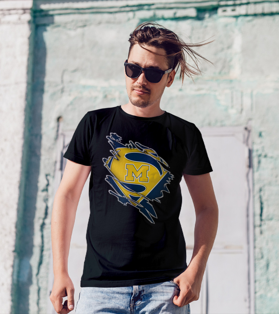 Michigan Wolverines Superman Logo Combination T-Shirt