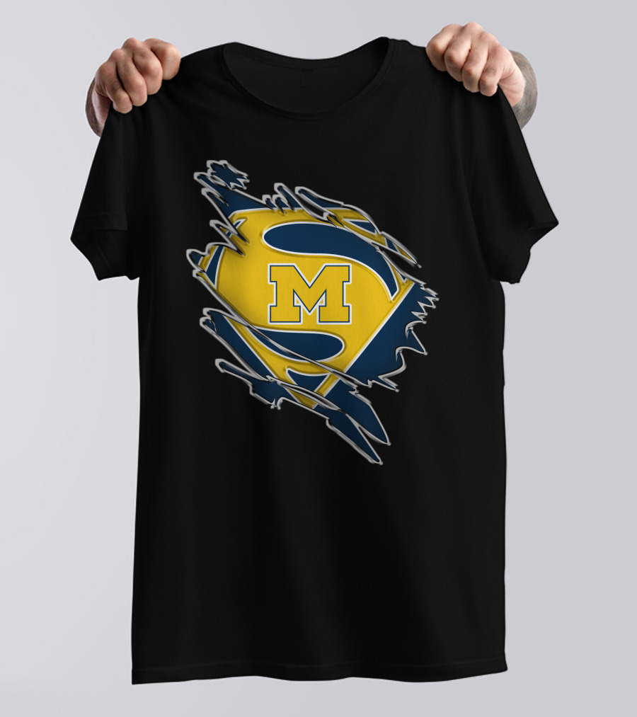 Michigan Wolverines Superman Logo Combination T-Shirt