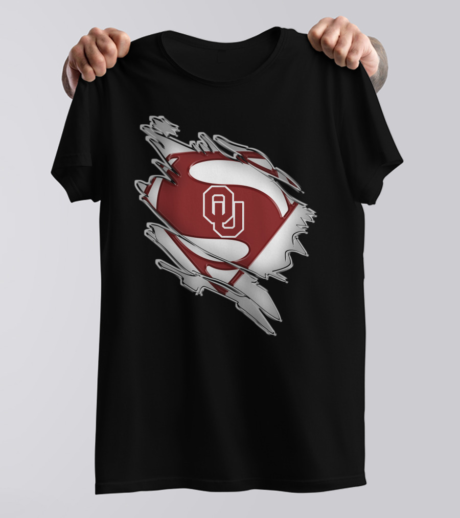 Oklahoma Sooners Superman OU Logo Emblem T-Shirt