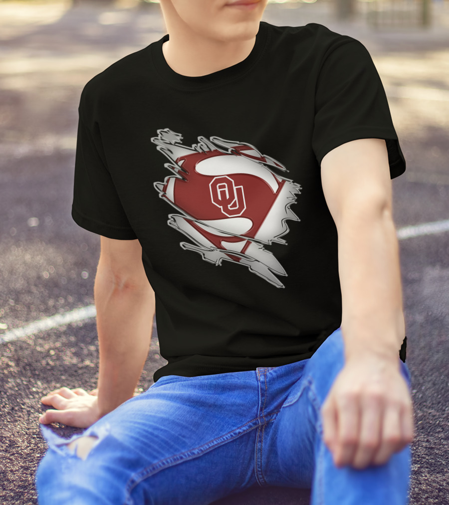 Oklahoma Sooners Superman OU Logo Emblem T-Shirt