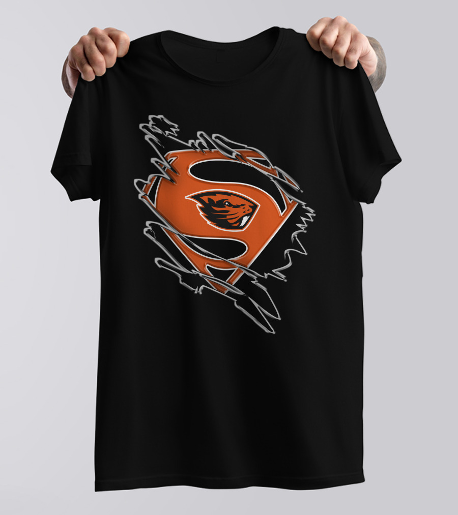 Oregon State Beavers Superman Logo Rip T-Shirt