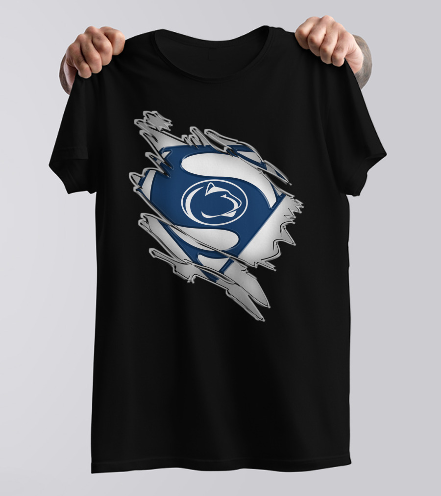 Penn State Nittany Lions Superman Logo Blue And White Shield T-Shirt