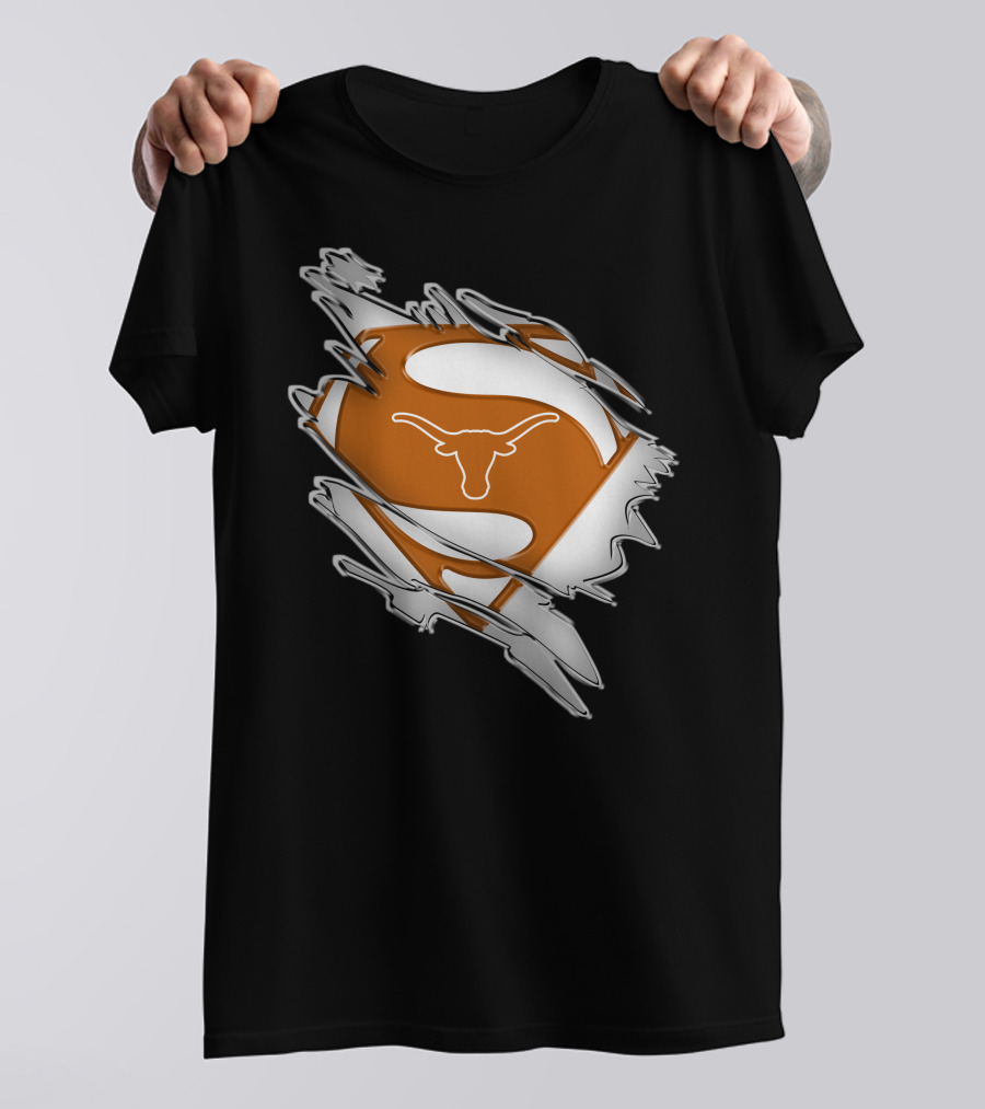 Texas Longhorns Superman Logo Rip T-Shirt