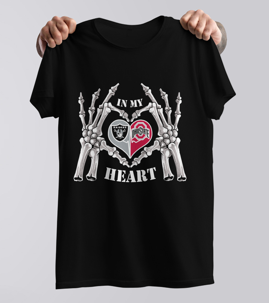 Raiders Ohio State In My Heart Skeleton Hands T-Shirt