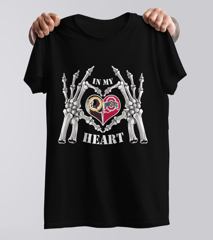 In My Heart Washington Redskins Ohio State Buckeyes Skeleton Halloween T-Shirt