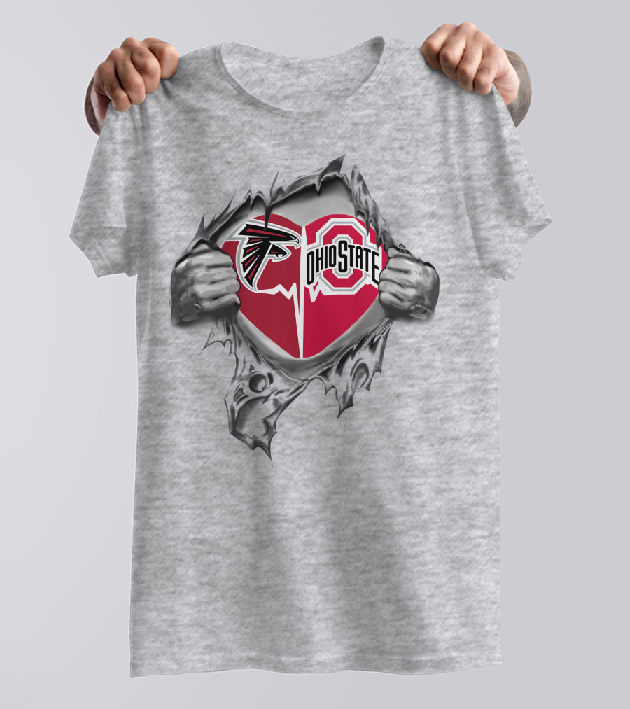 Atlanta Falcons Ohio State Buckeyes Heart Torn T-Shirt