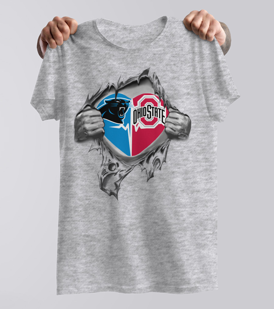 Carolina Panthers Ohio State Buckeyes Logo Mashup T-Shirt