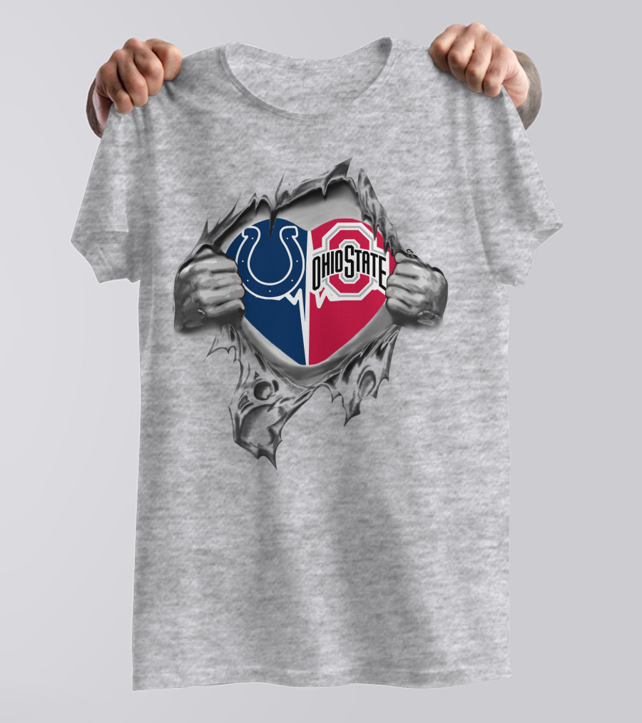 Indianapolis Colts Ohio State Buckeyes Split Logo Fan Crossover T-Shirt