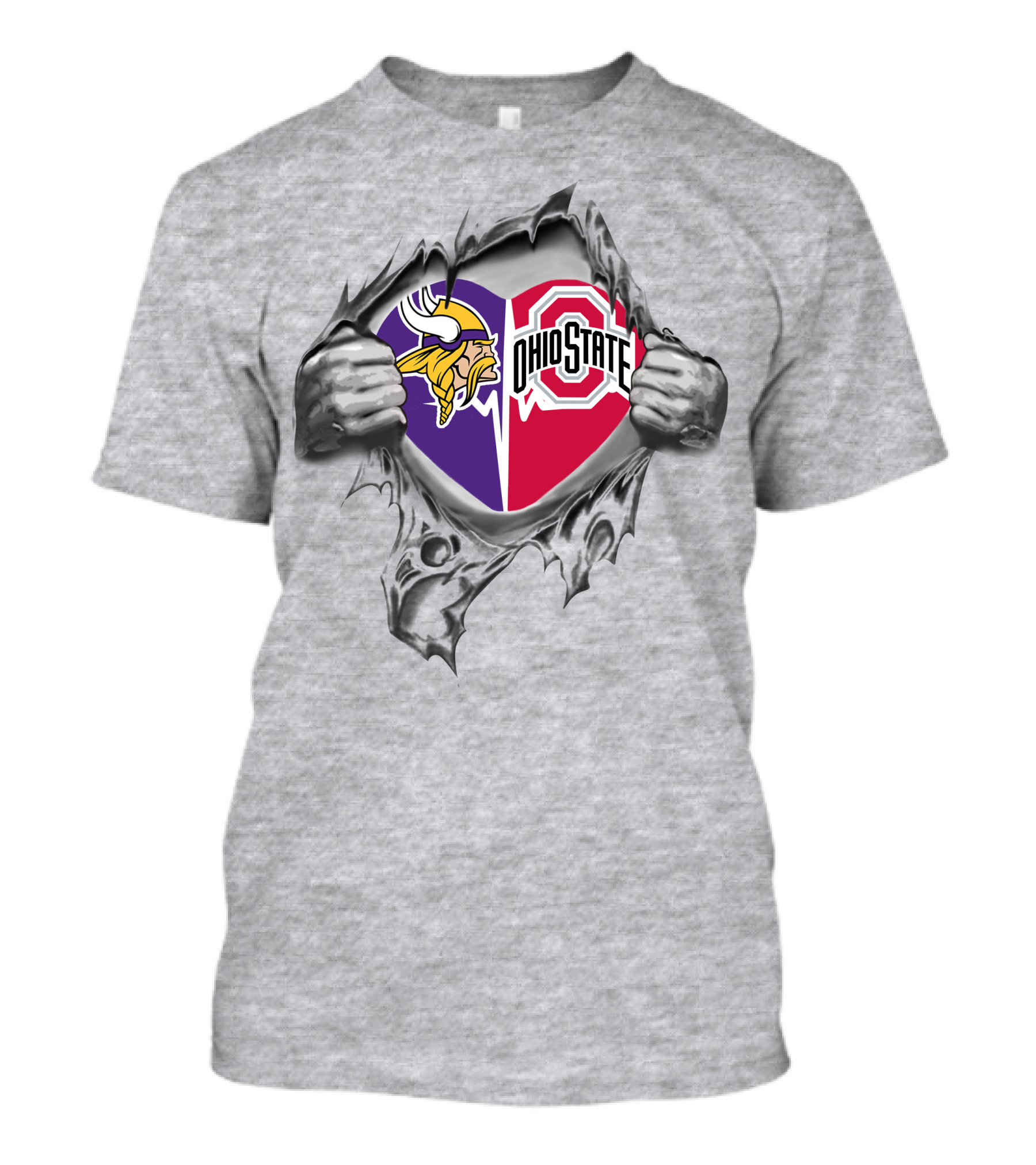 Minnesota Vikings Ohio State Buckeyes Heart Tear T-Shirt