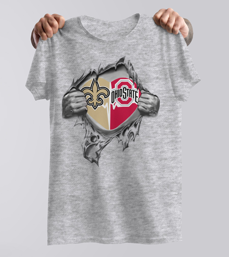 New Orleans Saints Ohio State Buckeyes Fan Crossover T-Shirt