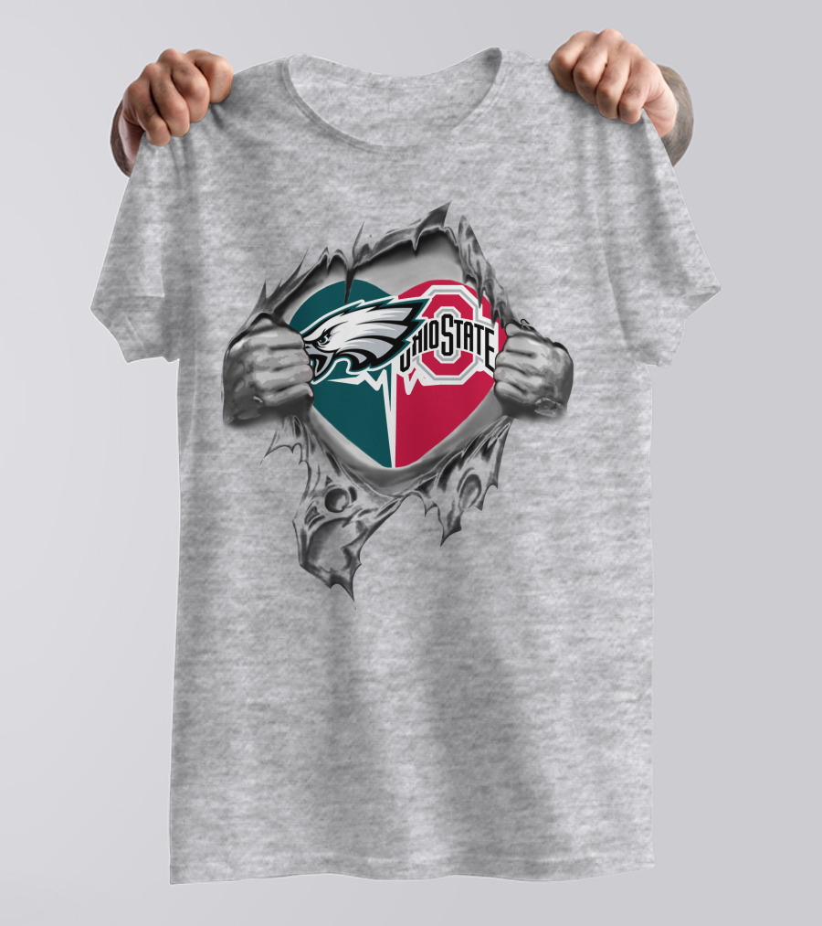 Philadelphia Eagles Ohio State Buckeyes Heart T-Shirt