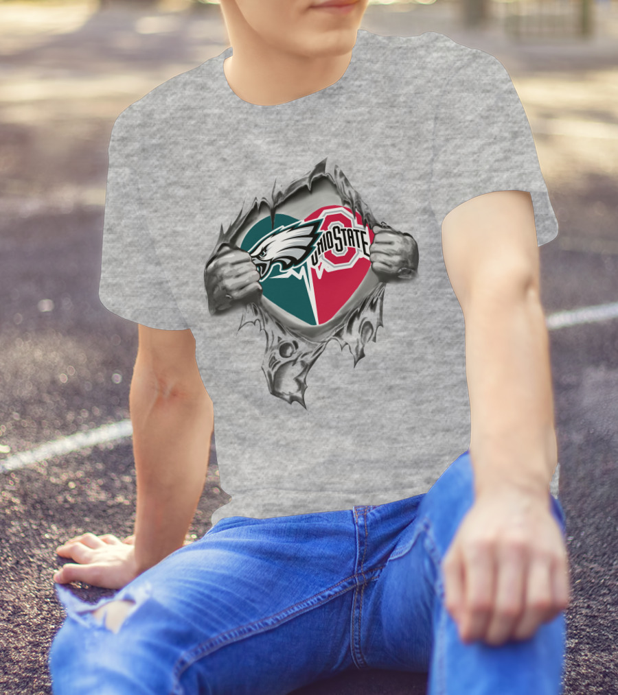 Philadelphia Eagles Ohio State Buckeyes Heart T-Shirt