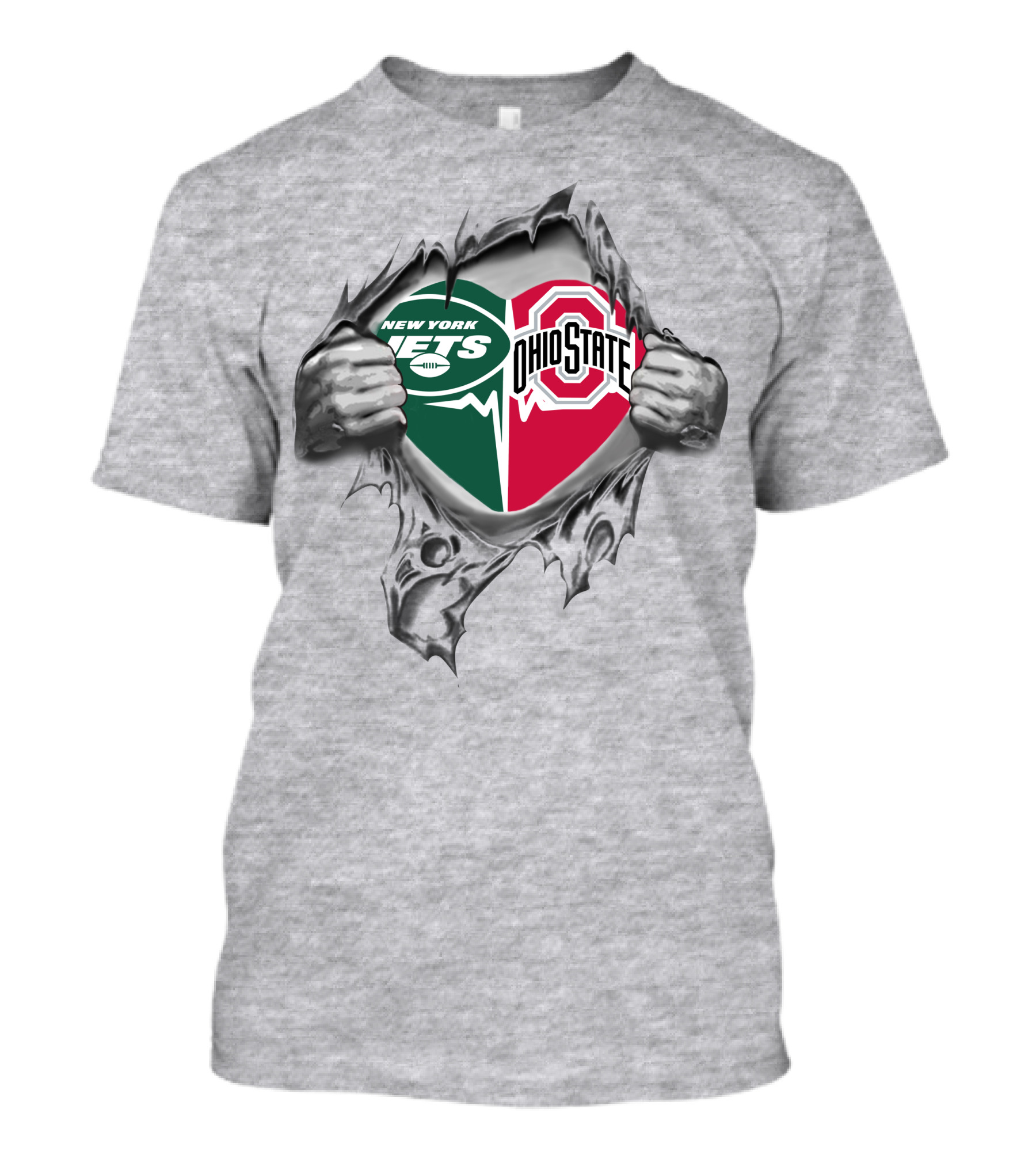 New York Jets Ohio State Buckeyes Emblem Inside Ripped Exterior T-Shirt