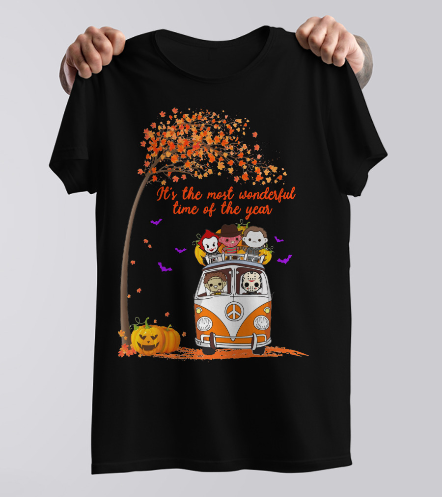 Horror Characters Halloween Road Trip Most Wonderful Time Of The Year T-Shirt