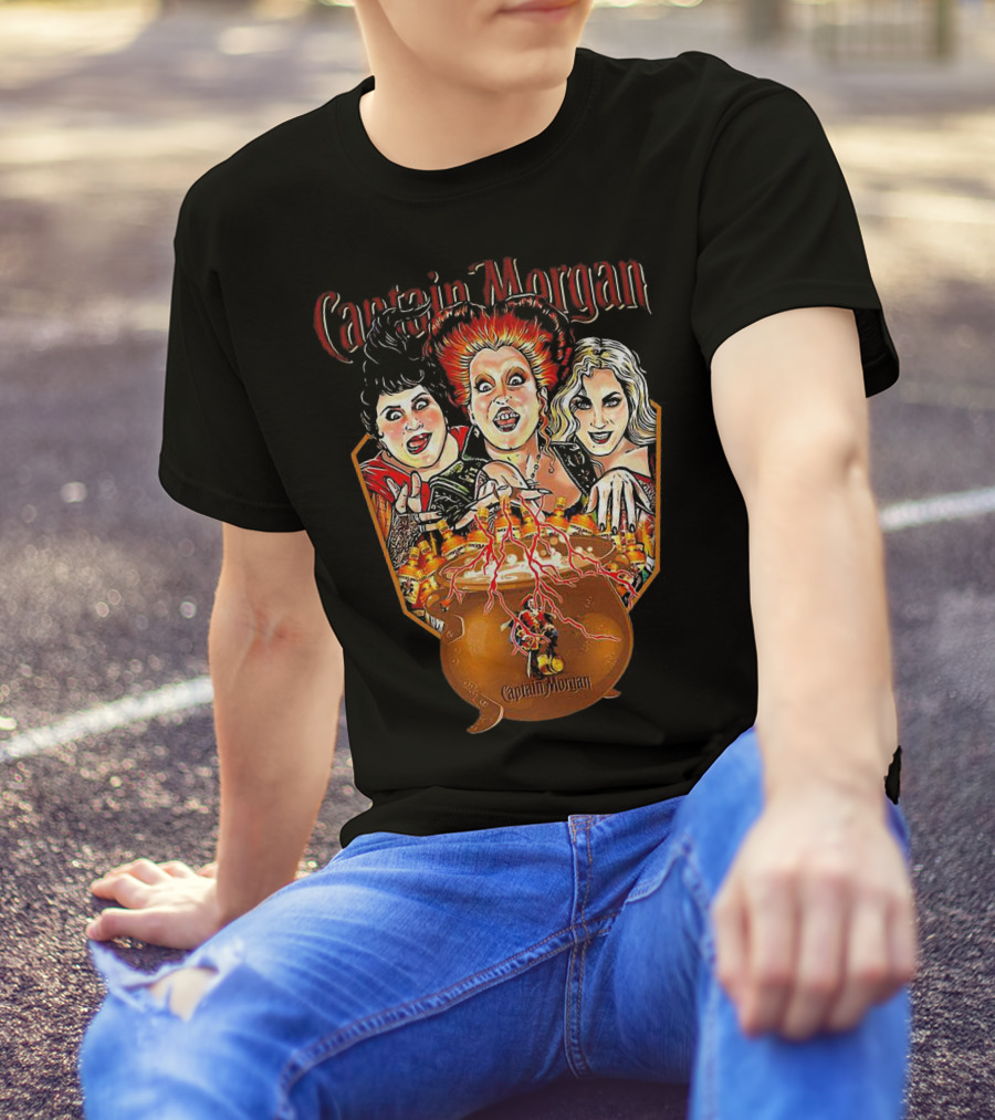 Captain Morgan Halloween Hocus Pocus Witches Cauldron T-Shirt