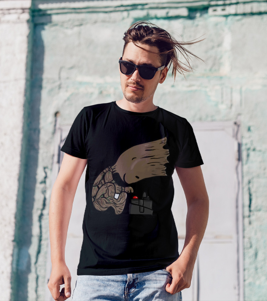 Pea Groots Guardians Of The Galaxy Cute Cartoon Character With Button T-Shirt