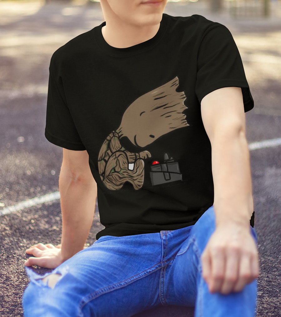 Pea Groots Guardians Of The Galaxy Cute Cartoon Character With Button T-Shirt