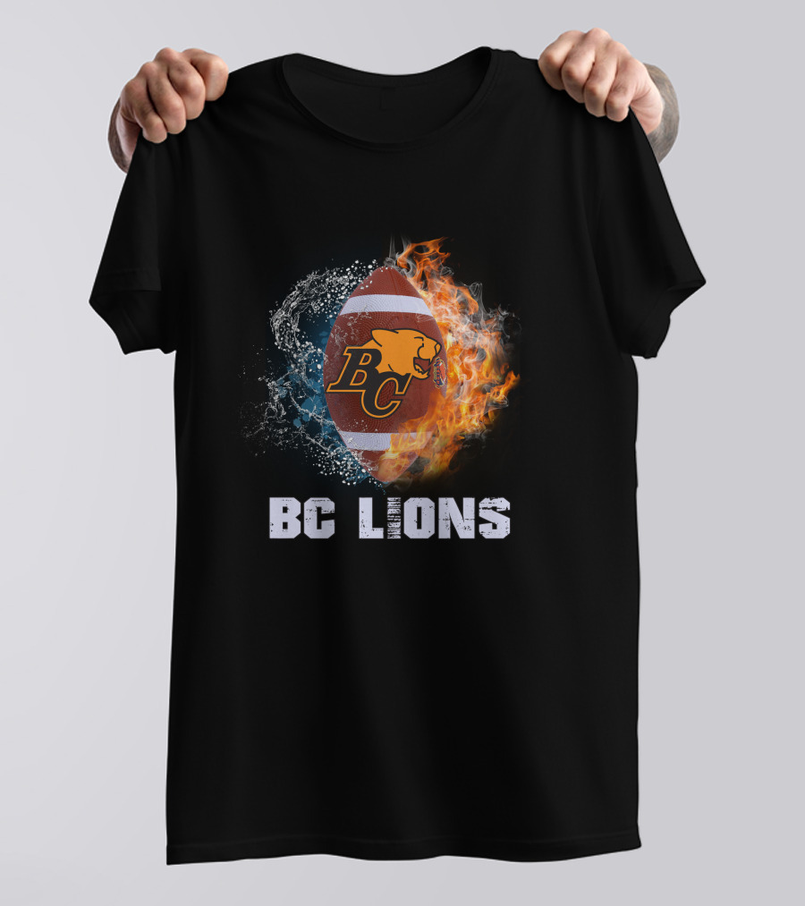 BC Lions Football Logo With Fire And Water Elements T-Shirt