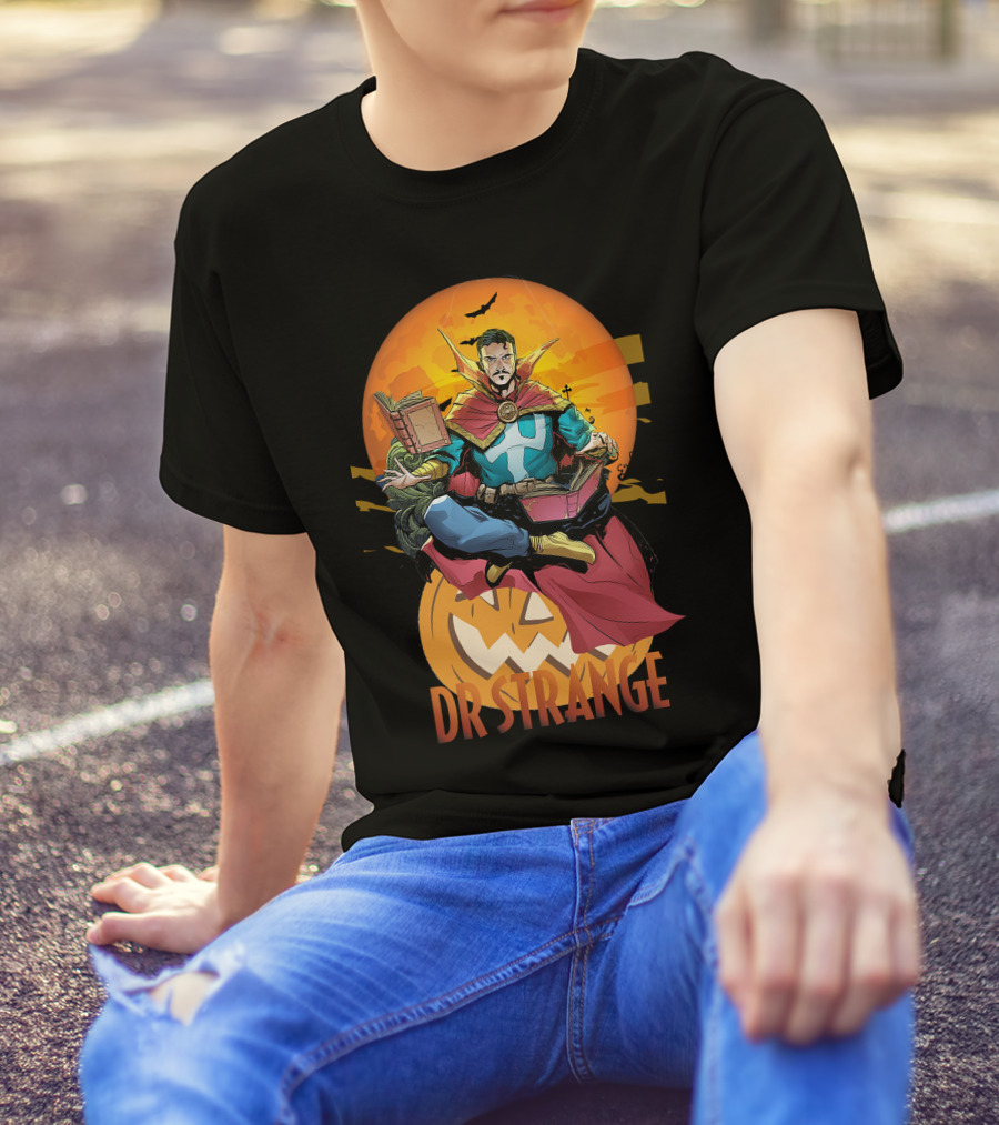 Dr Strange Halloween Comic Art Pumpkin Moon T-Shirt