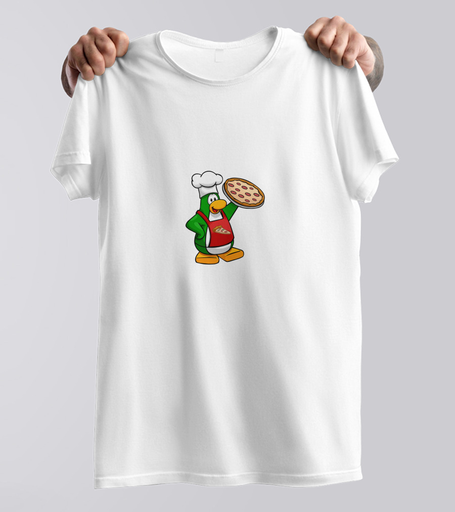 Club Penguin Pizza Parlor Chef Penguin Holding Pizza T-Shirt