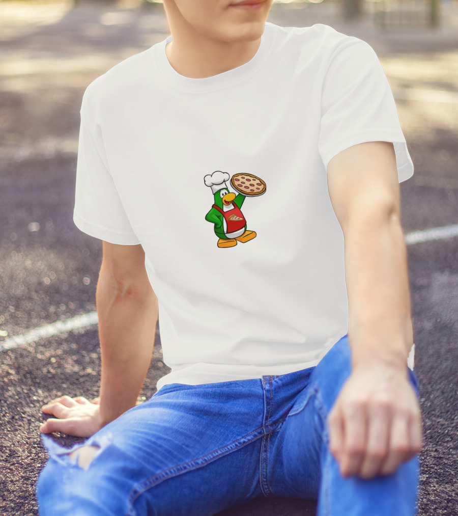 Club Penguin Pizza Parlor Chef Penguin Holding Pizza T-Shirt
