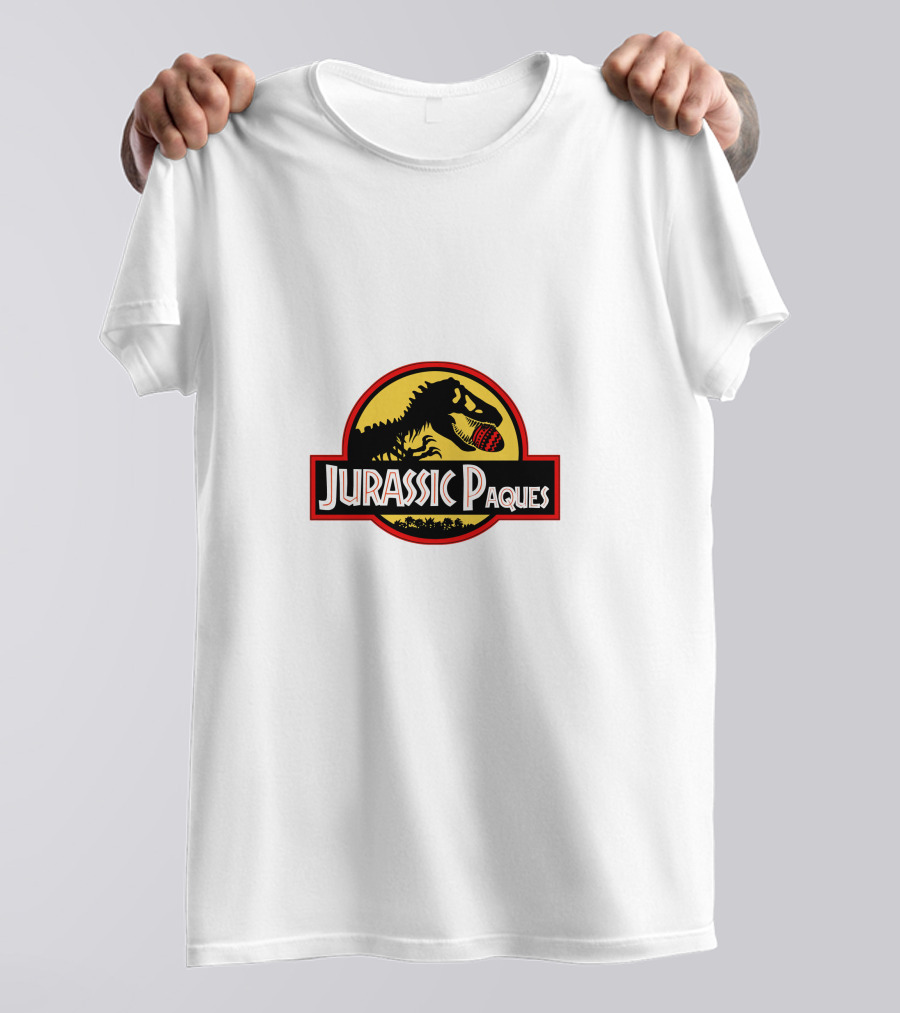 Jurassic Paques Dinosaur Silhouette Red Ball Circle T-Shirt