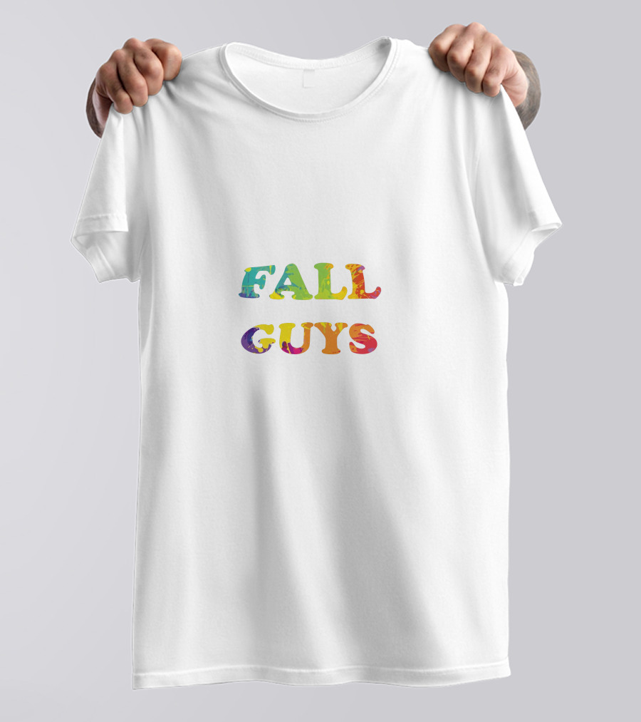 FALL GUYS Colorful Text Logo Rainbow T-Shirt