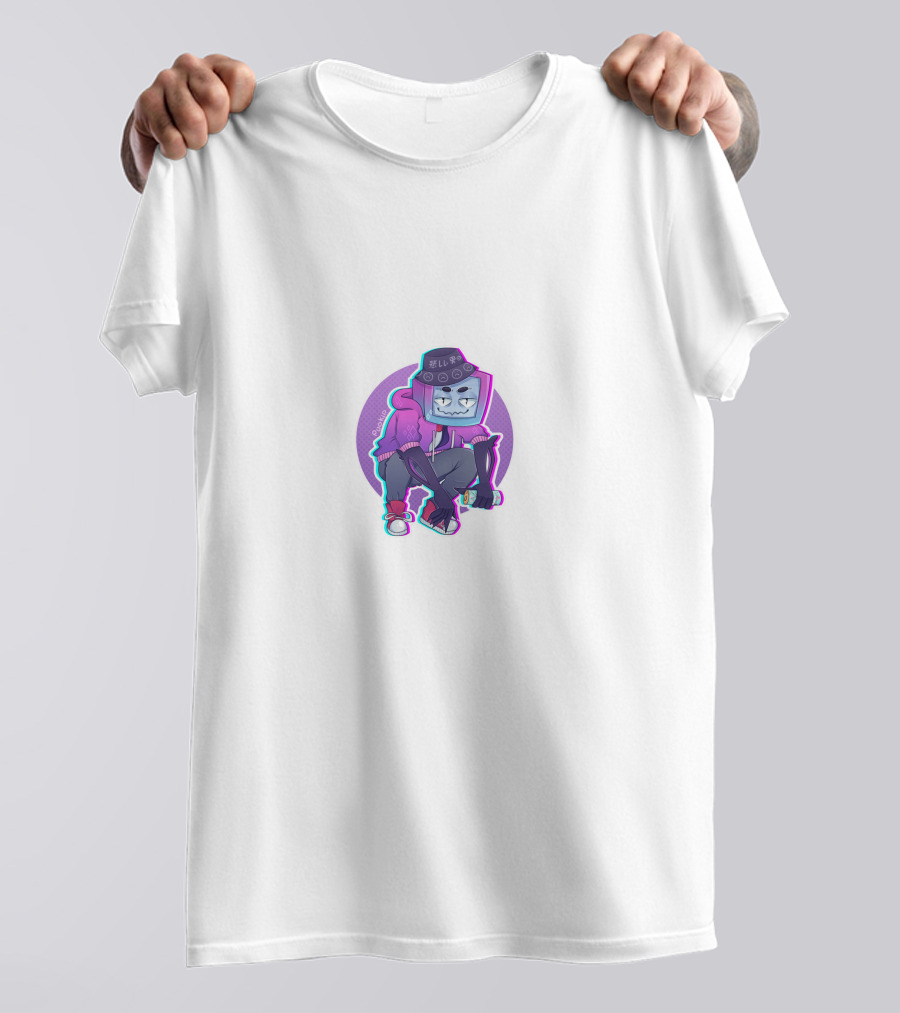 Pyrocynical TV Head Character With Purple Neon Aesthetic And Sneakers T-Shirt