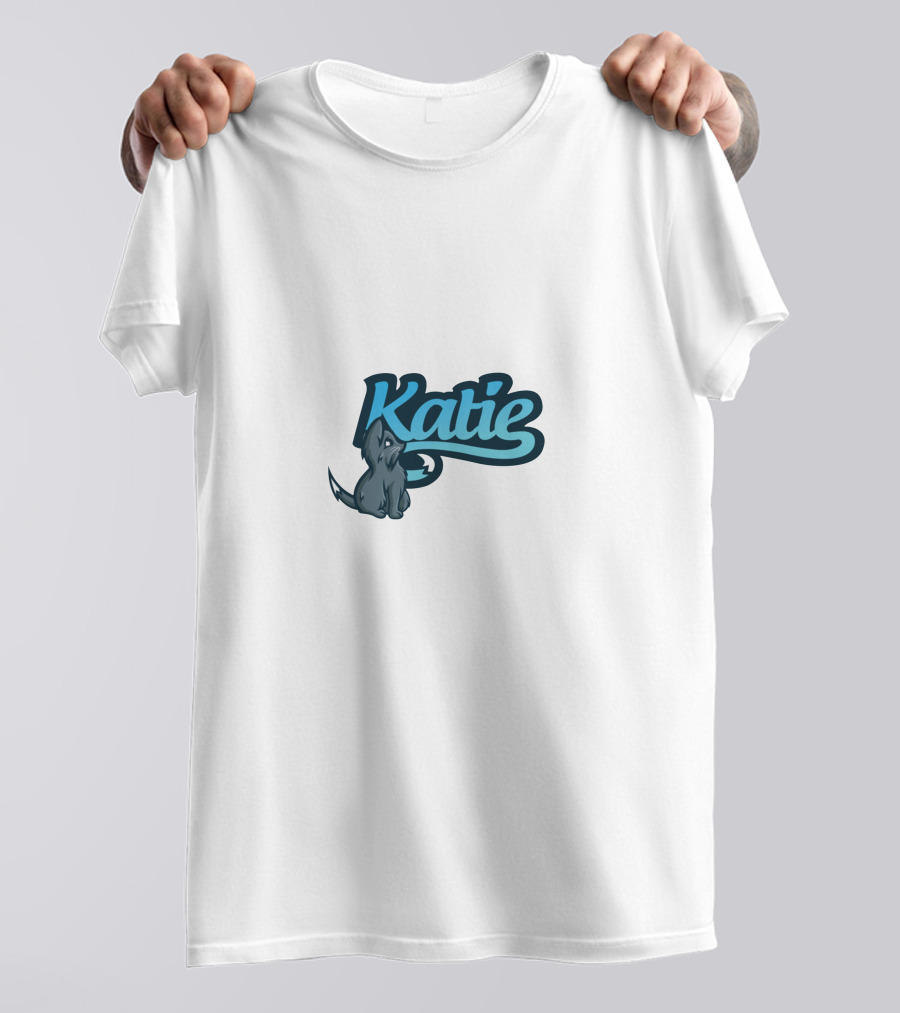 Katie Pup Blue Script T-Shirt