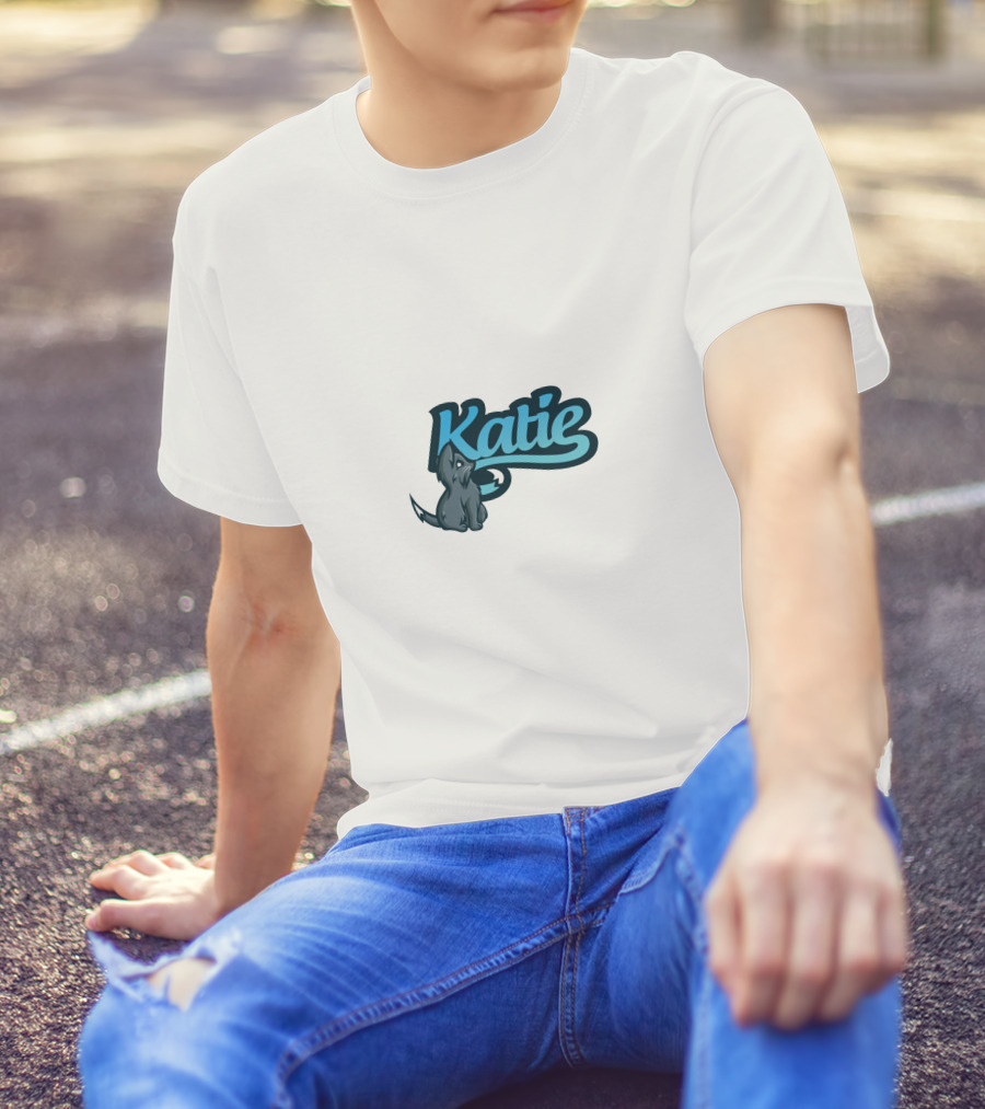 Katie Pup Blue Script T-Shirt