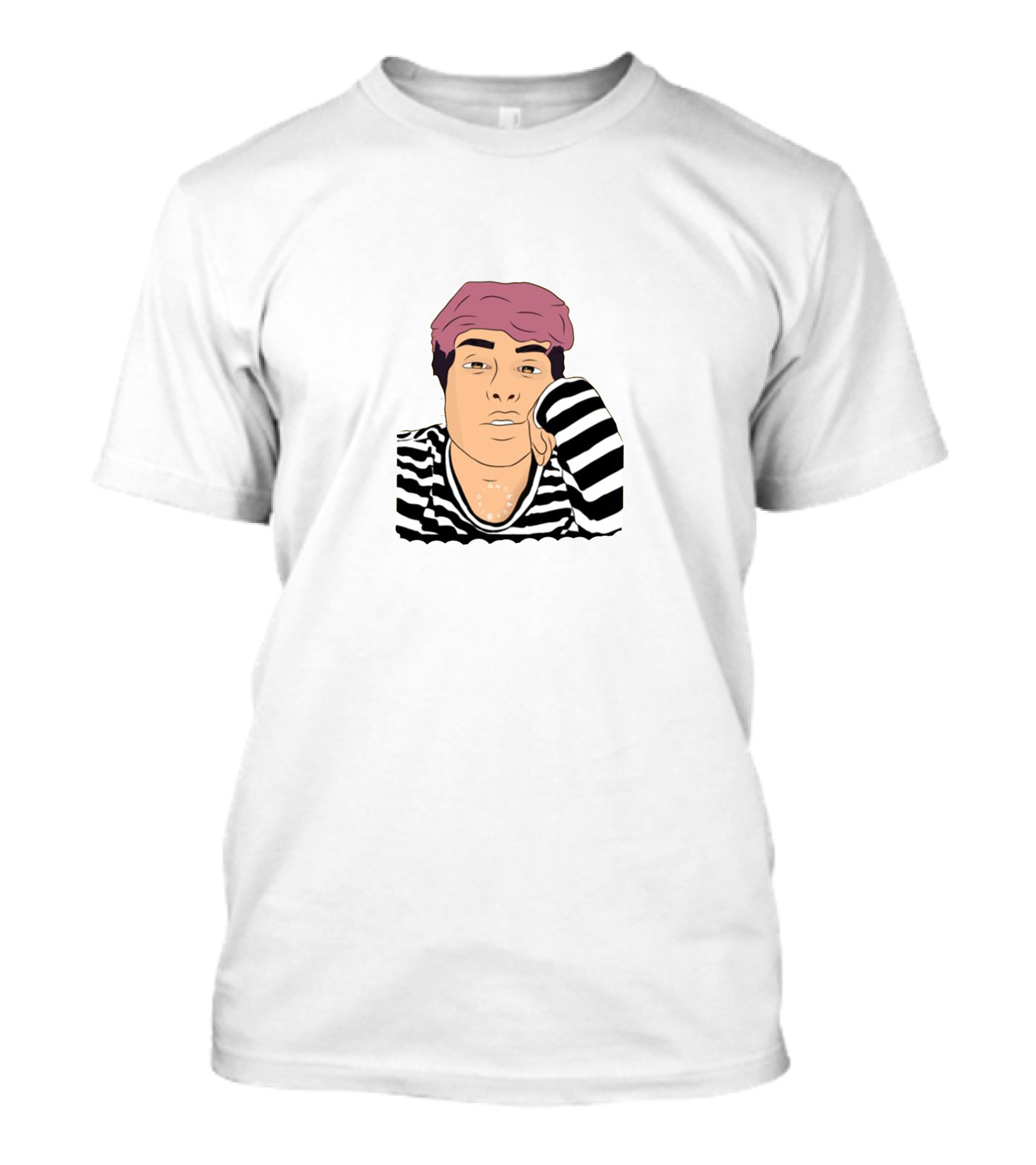 Jake Webber Striped Shirt And Pink Hat Drawing T-Shirt