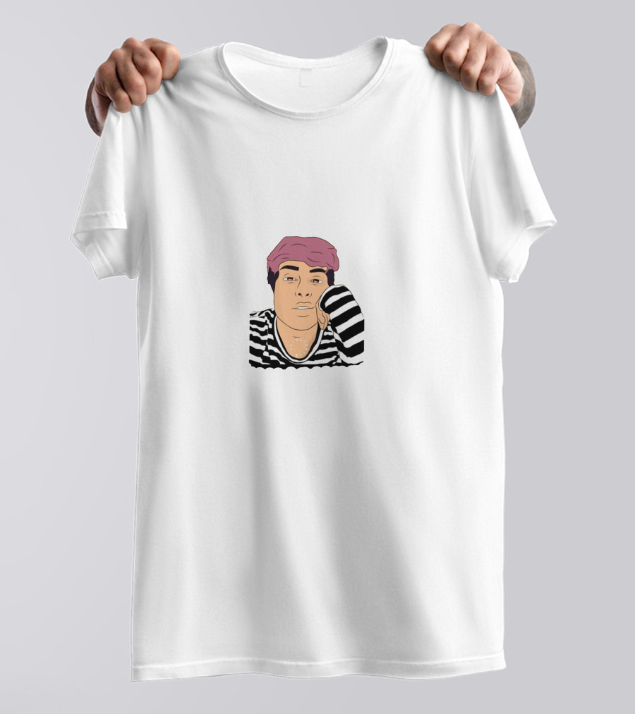 Jake Webber Striped Shirt And Pink Hat Drawing T-Shirt