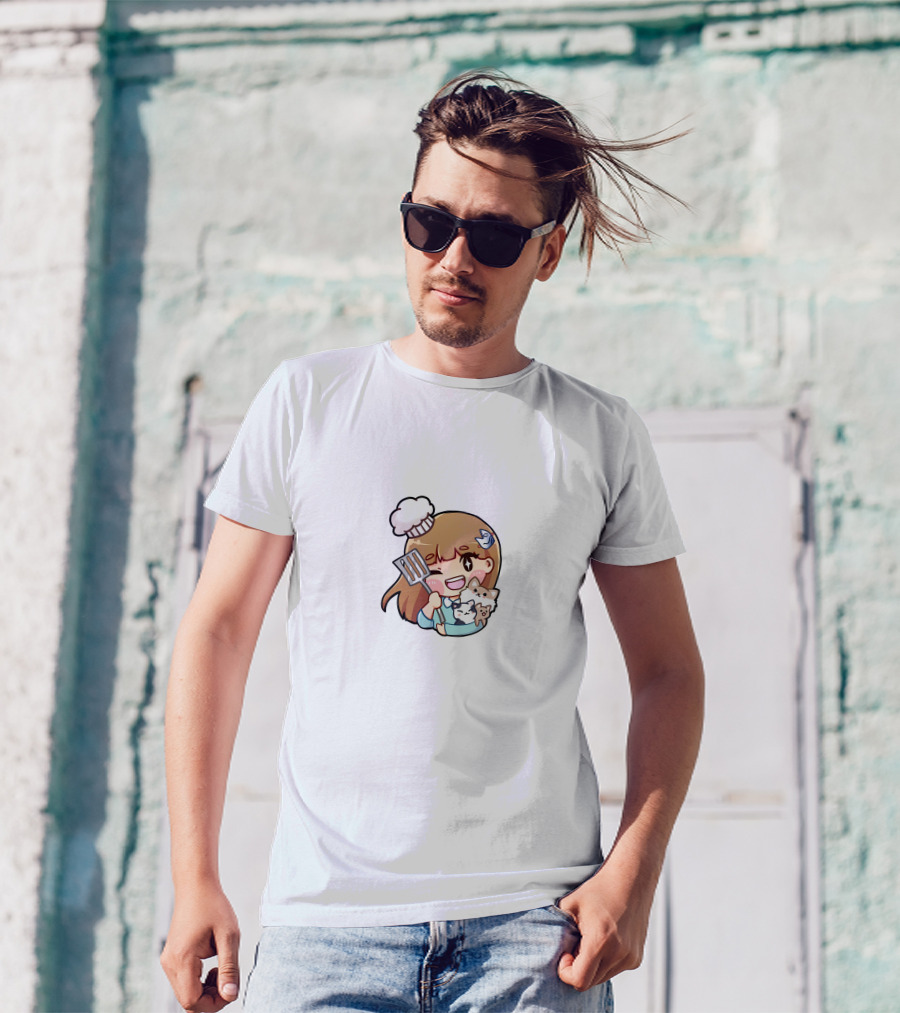 Offlinetv Twitter Cartoon Chef Girl With Pets And Spatula T-Shirt