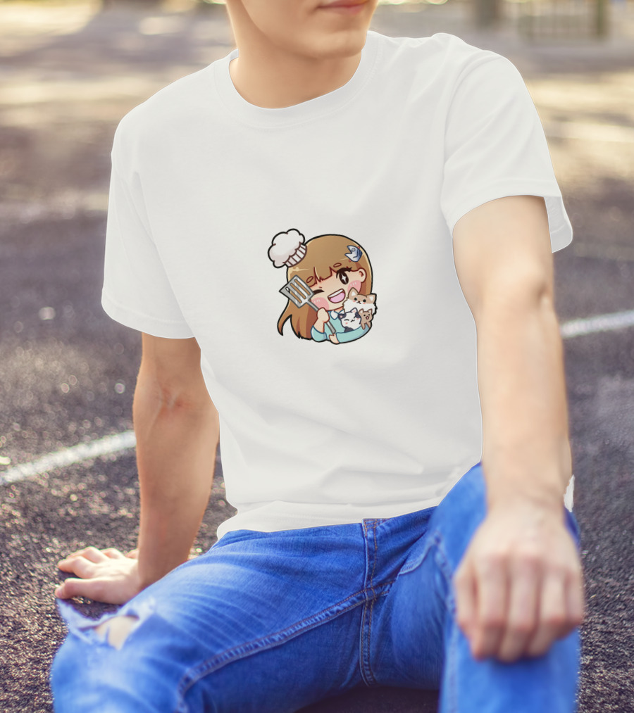 Offlinetv Twitter Cartoon Chef Girl With Pets And Spatula T-Shirt