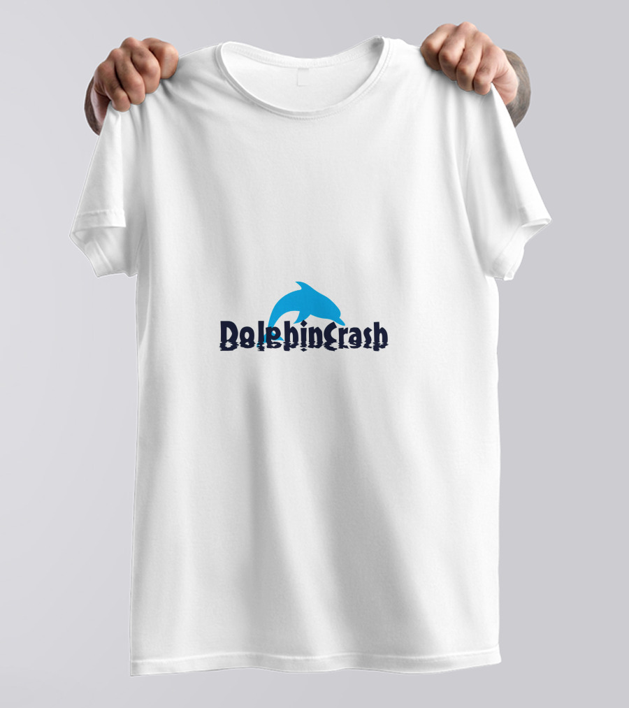 DolphinCrash Blue Dolphin Silhouette Playful Word T-Shirt