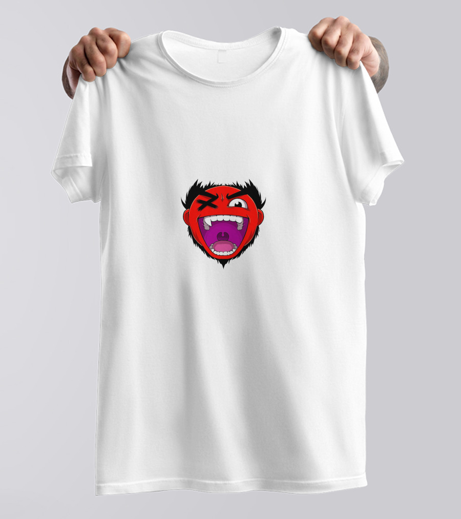 Cartoonz Screaming Red Face Character T-Shirt
