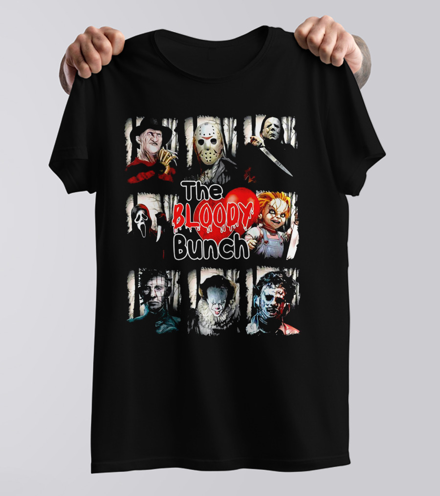 The Bloody Bunch Freddy Jason Michael Ghostface Chucky Pinhead Pennywise Leatherface T-Shirt