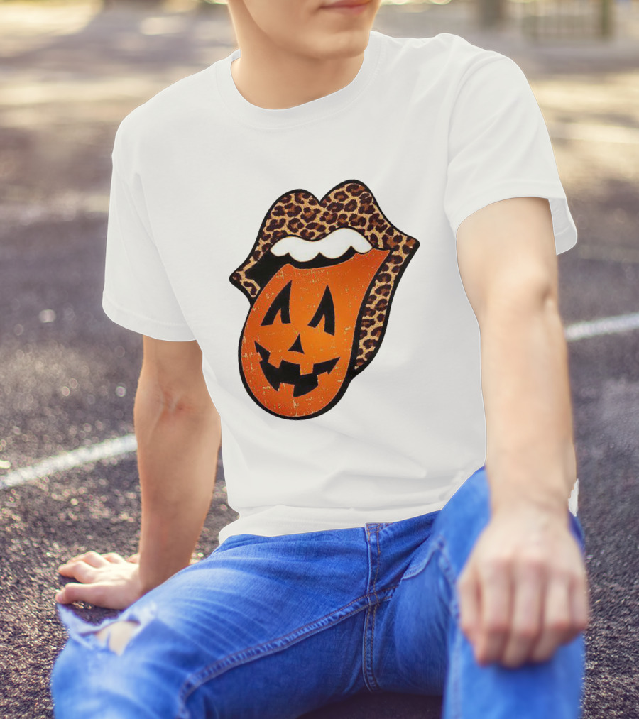Rolling Pumpkin Leopard Tongue Jack-O'-Lantern T-Shirt
