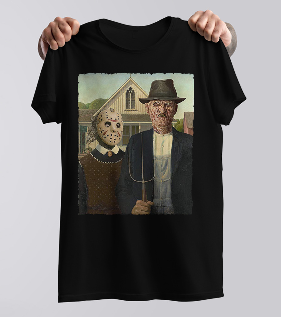 American Gothic Jason Freddy Horror Mashup T-Shirt