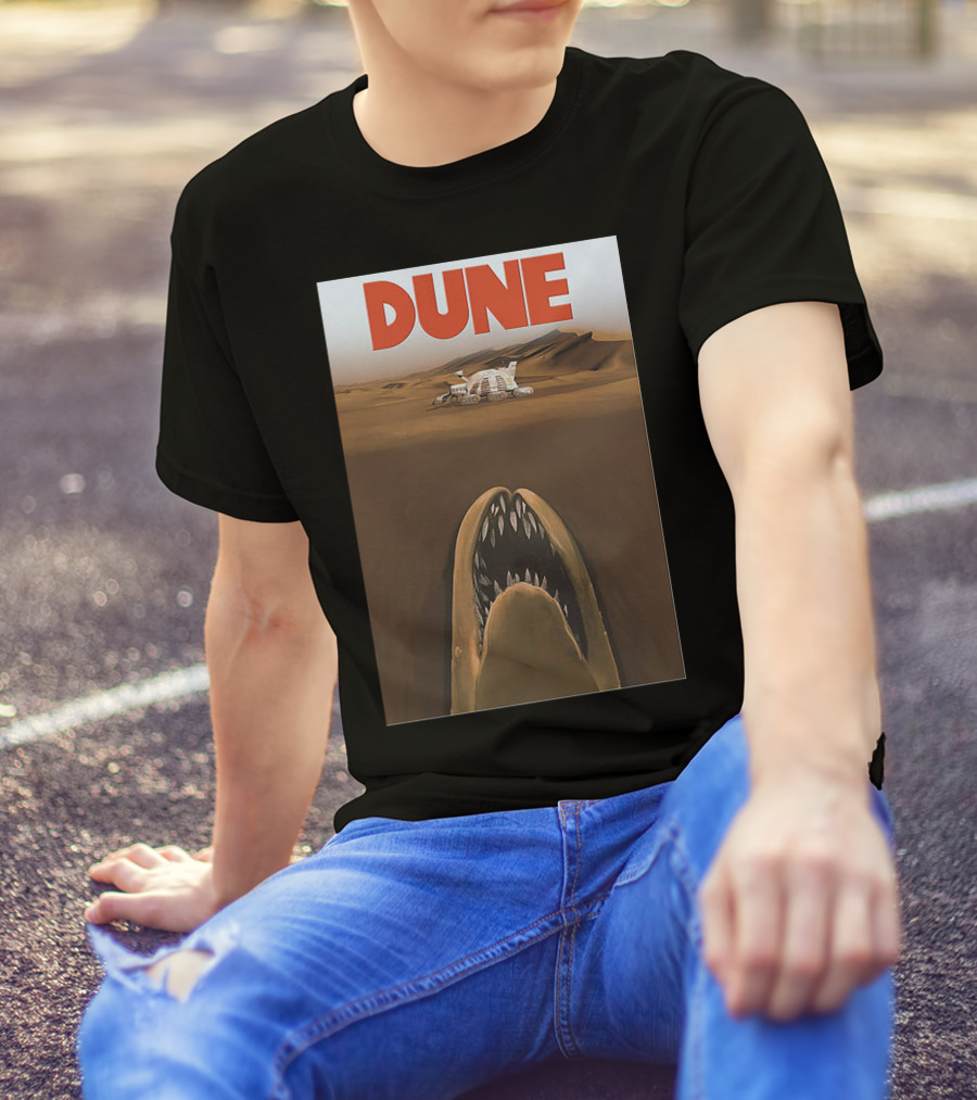 Dune Sandworm Layered Desert Scene T-Shirt