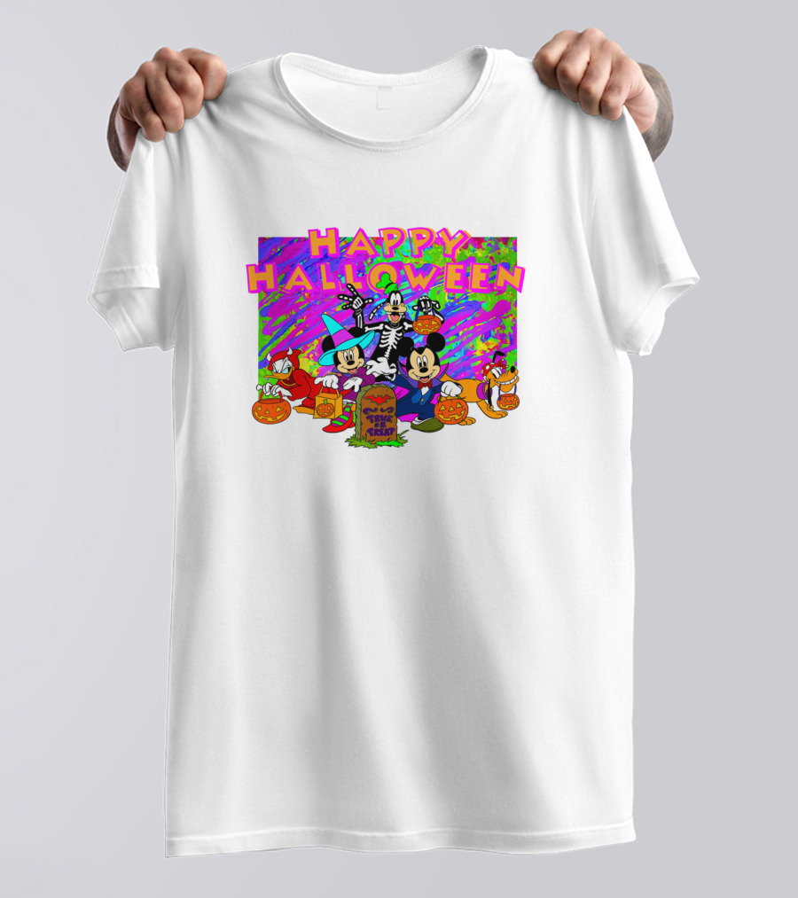 Happy Halloween Mickey Mouse And Friends Pumpkin Tombstone Party T-Shirt
