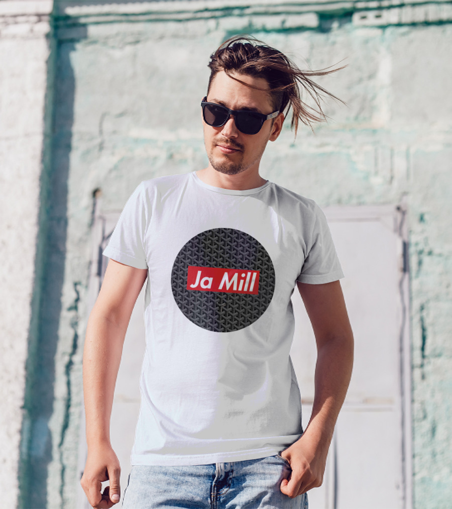 Ja Mill Red Typography On Black Patterned Circle T-Shirt